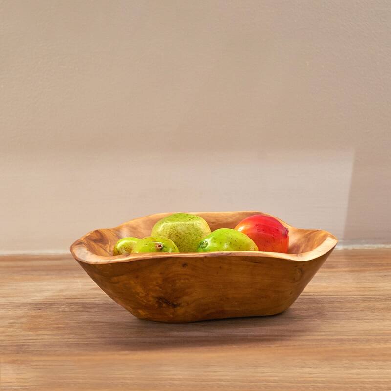 Greenage Cedar Fruit Bowl, Wooden Storage Natural Crafts Serving Bowls