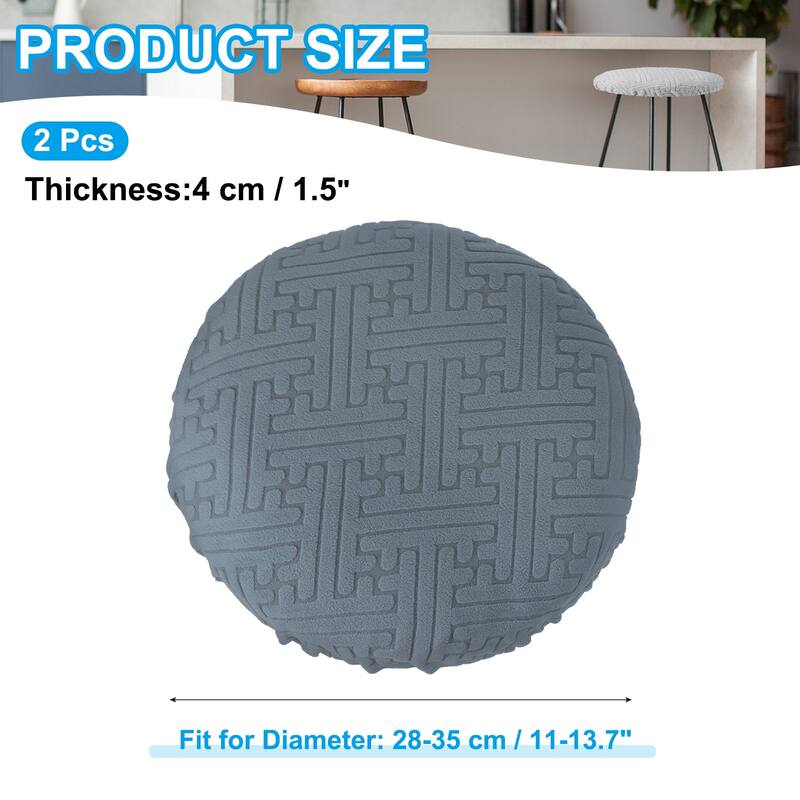 2 Pcs Bar Stool Cover Elastic Bar Stool Seat Covers for 11"-14" Chair - Dark Grey