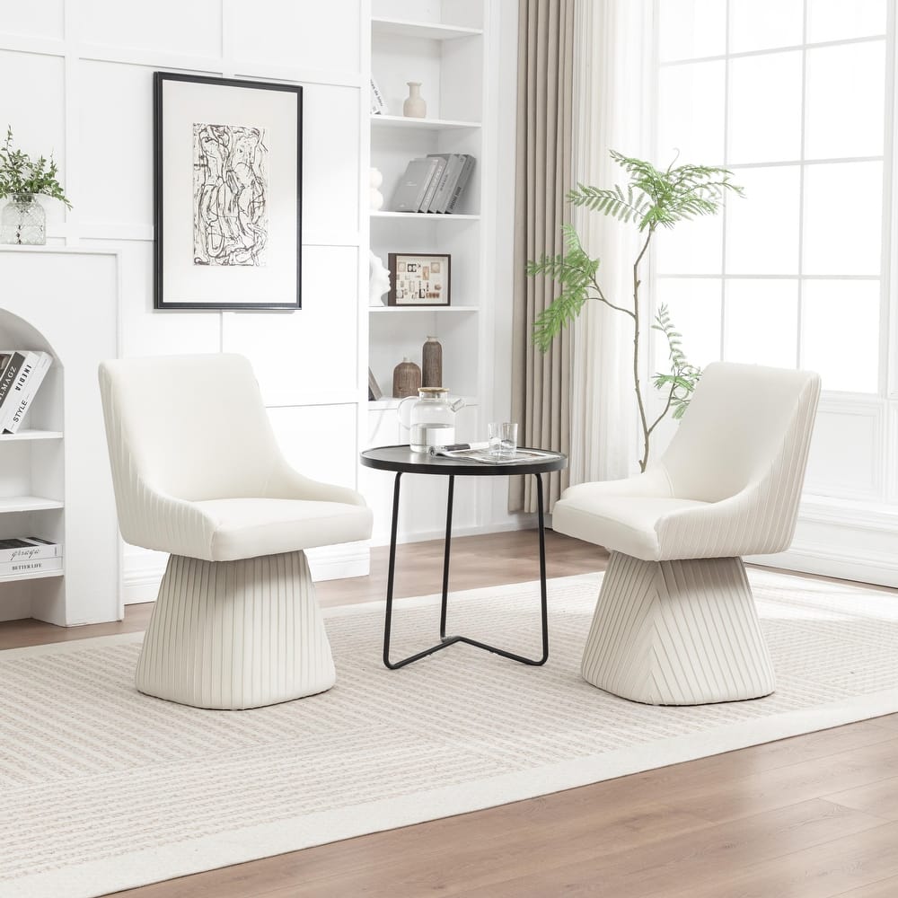 SEYNAR Modern Velvet 360 Degree Swivel Armless Dining chair Set of 2