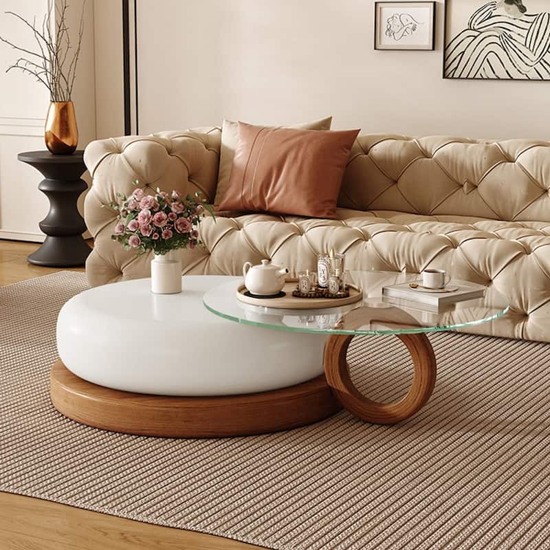 JASIWAY Light Luxury Glass Coffee Table