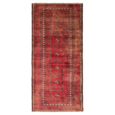 ECARPETGALLERY Hand-knotted Baluch Red Wool Rug - 3'10 x 7'11
