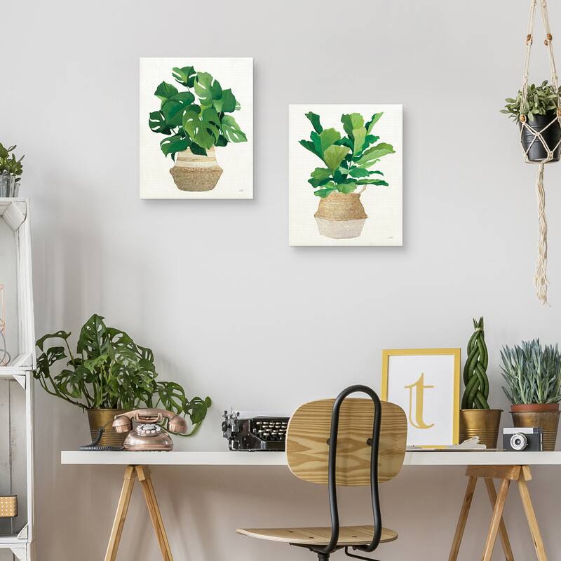 Woven Palm I, II Neutral Canvas Art Prints