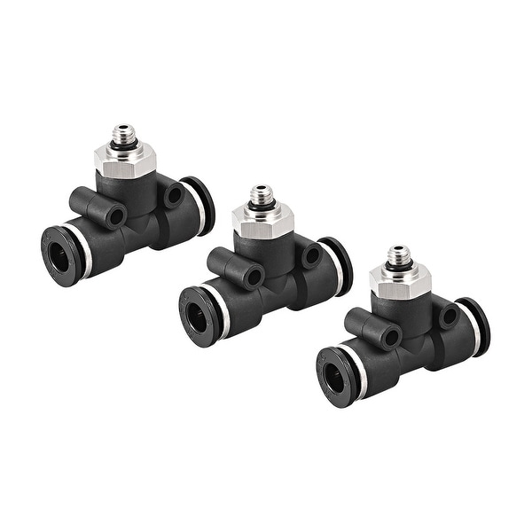 Plastic Tee Push To Connect Tube Fittings 6mm Tube OD x M5 Male Push Lock 3pcs