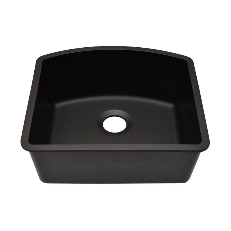 23 Inch Lexicon Platinum Quartz Composite Drop-in Undermount D-Shaped Single Bowl Galaxy Black Kitchen Sink LP-2321D-K-SO - Galaxy Black