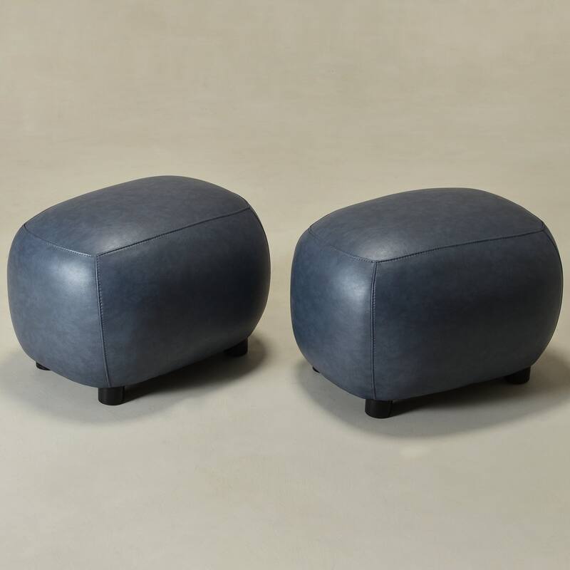 KINWELL 23" Wide Faux Leather Upholstered Ottoman Footrest, PU Entryway Footstool