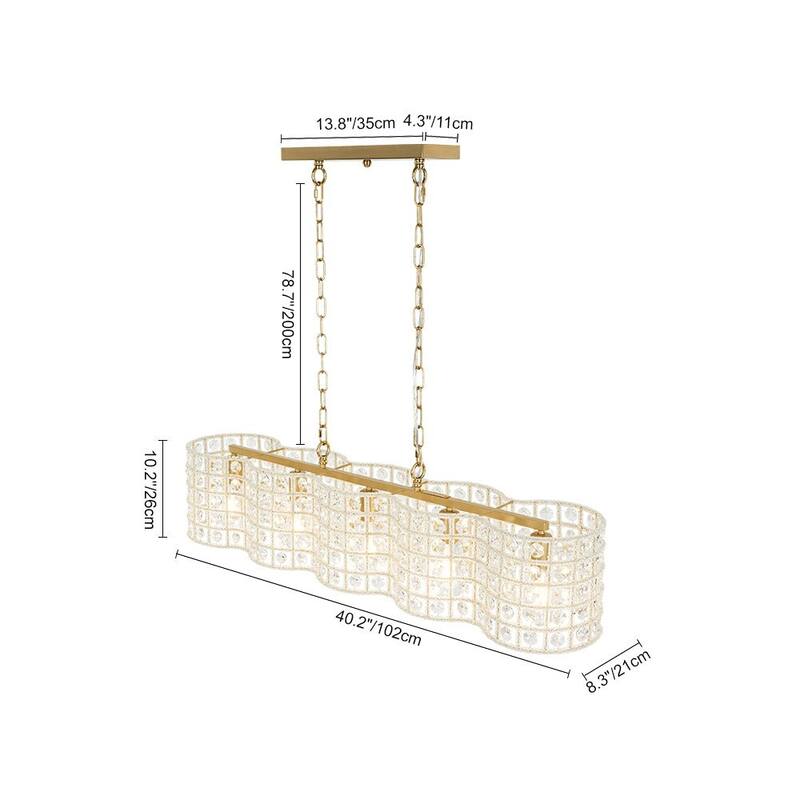 Gorgeous 5-Light Sparkling Crystal Grid Linear Chandelier