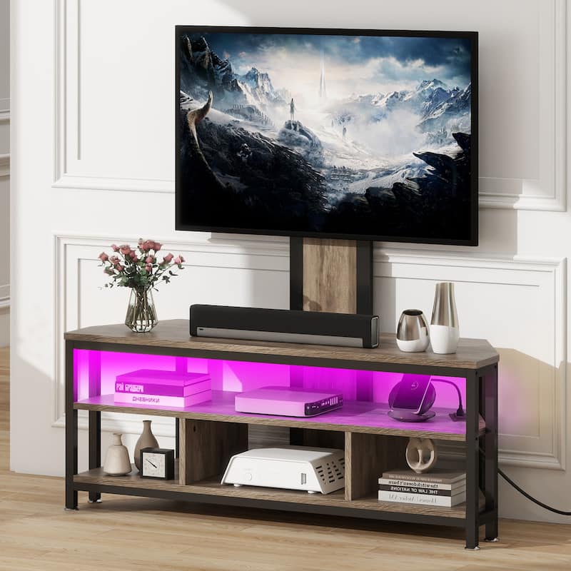 Moasis Industrial TV Stand with Mount and Storage Shelves For 32"-70" TVs - Brown