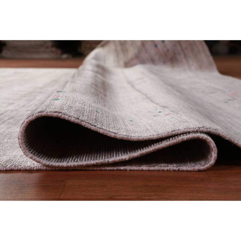 Hand Knotted Oriental 100% Wool Carpet Tribal Stripe Beige & Ivories Gabbeh Area Rug - 12' 3'' X 9' 2''