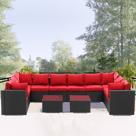 Ainfox 12PCS Outdoor Sofa Sectional Set Wicker Patio Furniture Patio Sofa