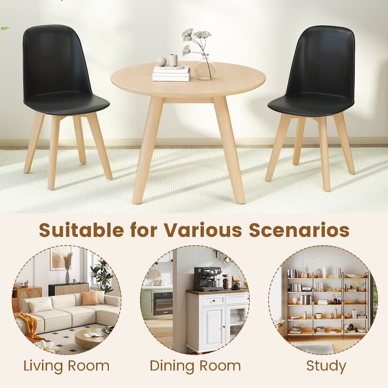 Set of 2 Modern Armless Dining Chairs with Beech Wood Legs and Tilt Backrest for Kitchen and Living Room - 17.5" x 20.5" x 31"