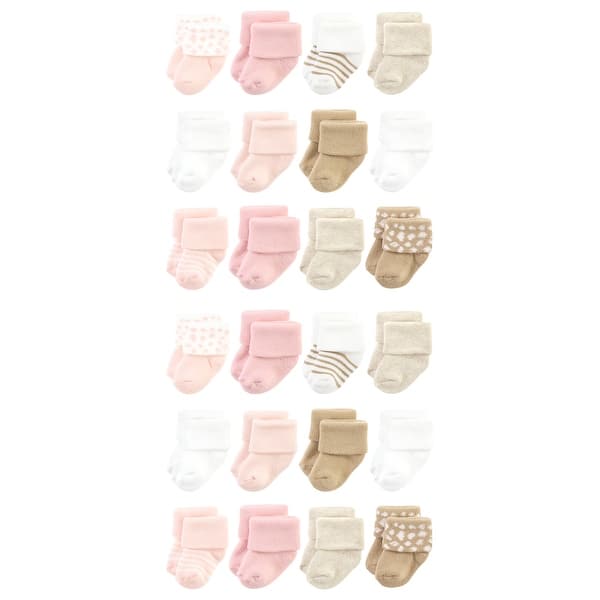 slide 1 of 1, Hudson Baby Cotton Rich Baby Terry Socks 24-Pack, Pink Cheetah Pink Cheetah - 0-6 Months