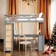 preview thumbnail 1 of 25, Twin Size Loft Bed with Ladder, Shelves, and Desk Gray