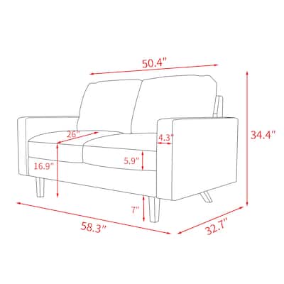 Velvet Square Arm Loveseat