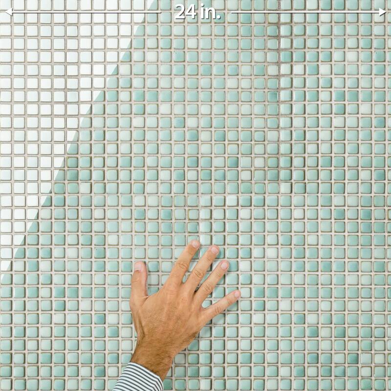 Merola Tile Hudson Edge Mint Green 12-1/4" x 12-1/4" Porcelain Mosaic Floor and Wall Tile