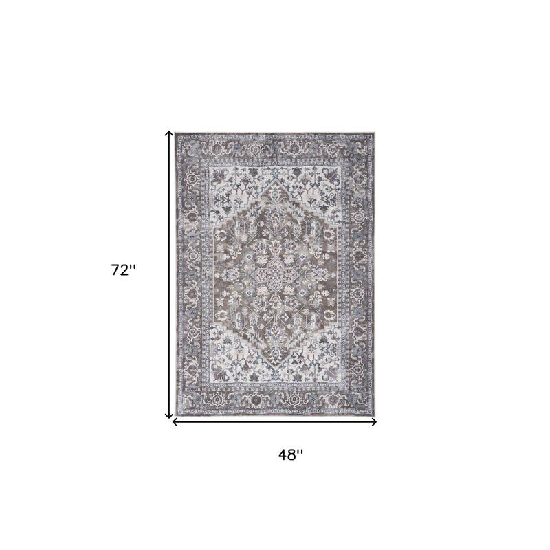 Cirec Power Loomed Distressed Floral Area Rug By HomeRoots - 72' X '48' X '0.28