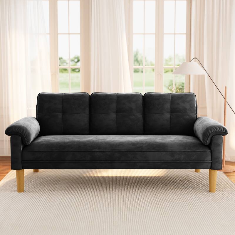 3-Seater Modern Upholstered Sofa, Convertible Sofa, Sofa Bed with Sturdy Wooden Legs for Living Room