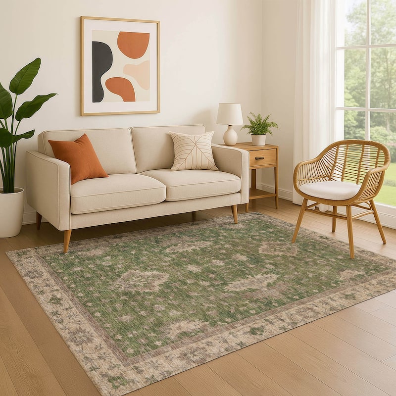 Premium Washable Super Soft Traditional Mayfield Rug - Aloe - 10' x 14'