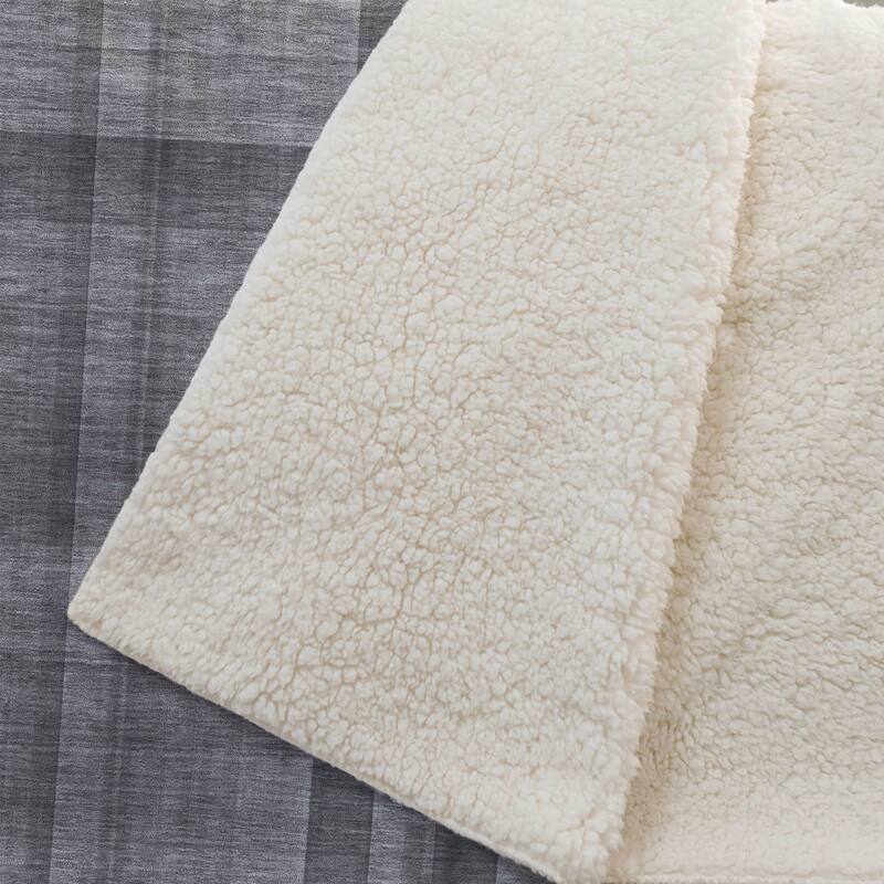 Premium Machine Washable Modern Plaid Sherpa Throw Blanket