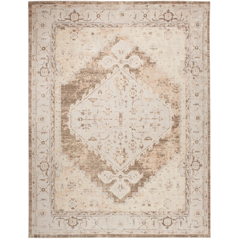 Nourison Abby Machine Washable Indoor only Persian Distressed Area Rug - 7' 10" x 10' - Beige - Rectangle
