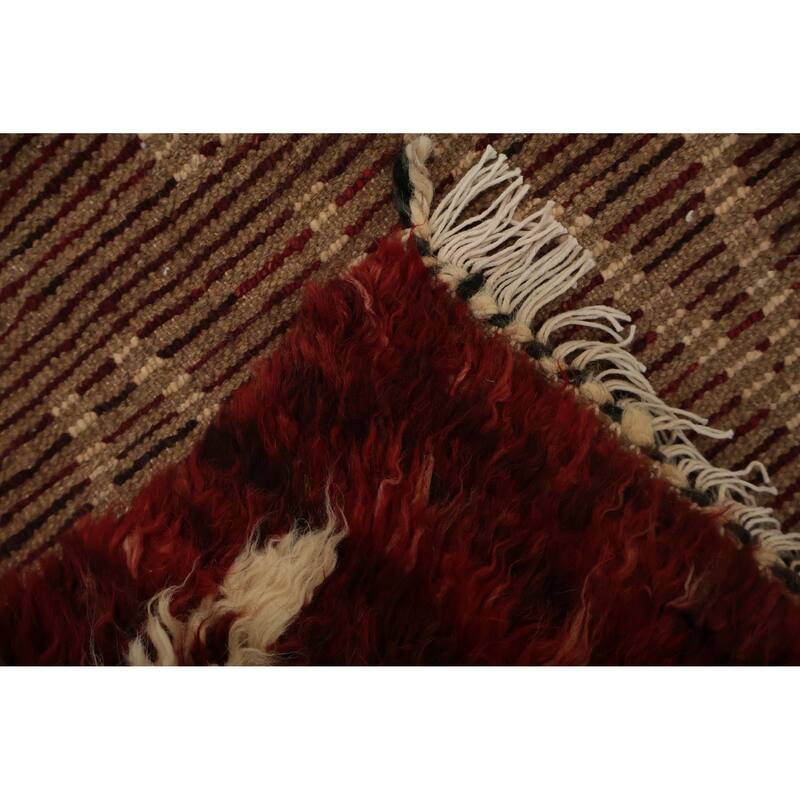 Hand Knotted Oriental 100% Wool Carpet Modern Tribal Beige & Ivories Moroccan Area Rug - 9' 2'' X 6' 0''