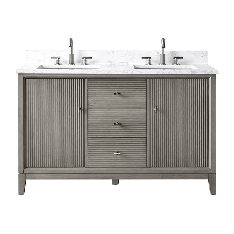 Vanity Art 54" Freestanding Bathroom Vanity with Engineered Marble Top and Sinks