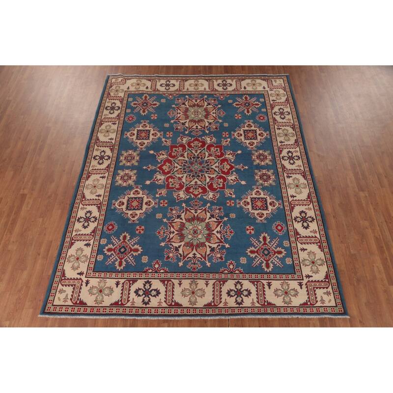 Blue Kazak Oriental Area Rug Handmade Bedroom Wool Carpet - 8'5" x 10'7"