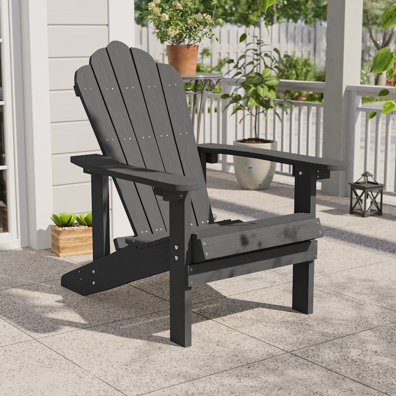 LIVOOSUN Adirondack Patio Chair Fire Pit Chair Weather Resistant - DarkGray