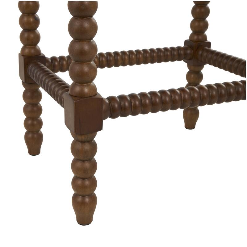 Fabric Home Bench with Brown Traditional Wood Turned Legs - Cream - Roche River Decor