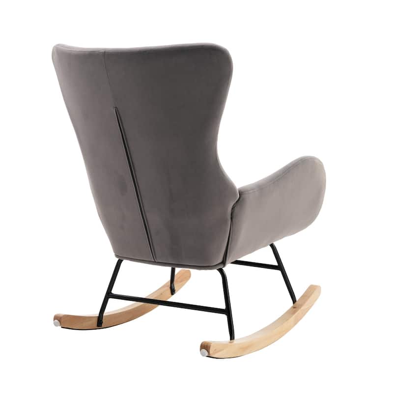 Velvet Fabric Padded Seat Rocking Chair