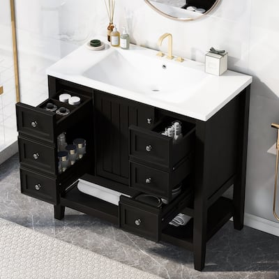 36" Bathroom Vanity with Sink Combo, One Cabinet and Three Drawers