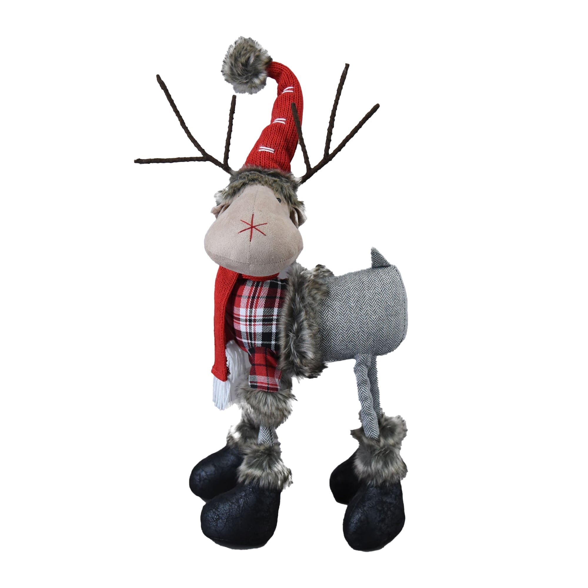 A&B Home Fabric Moose with Red Classic Plaid Cloth and Four Legs