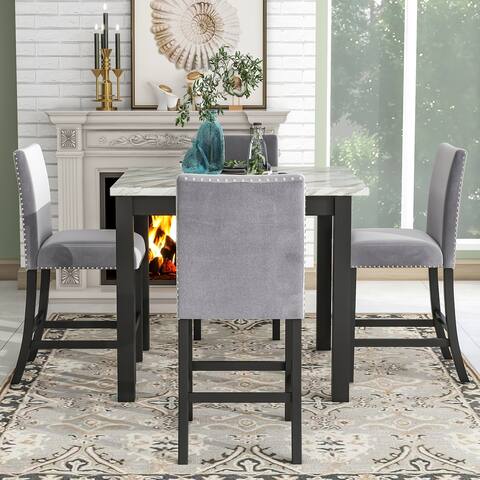 5-piece Counter Height Dining Table Set with One Table and Four Chairs