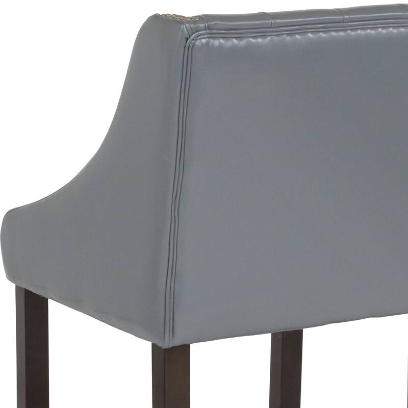 Transitional Tufted Upholstered/Walnut Finish Counter Stool (Set of 2)