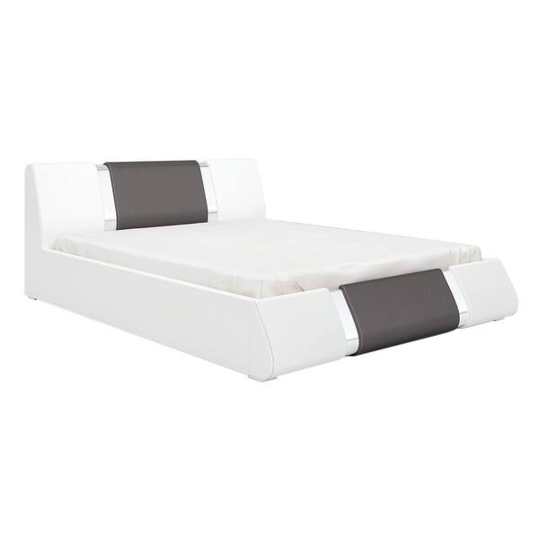 Rio Modern Upholstered Low Profile Platform Bed With Storage Overstock 31932344 White Black King