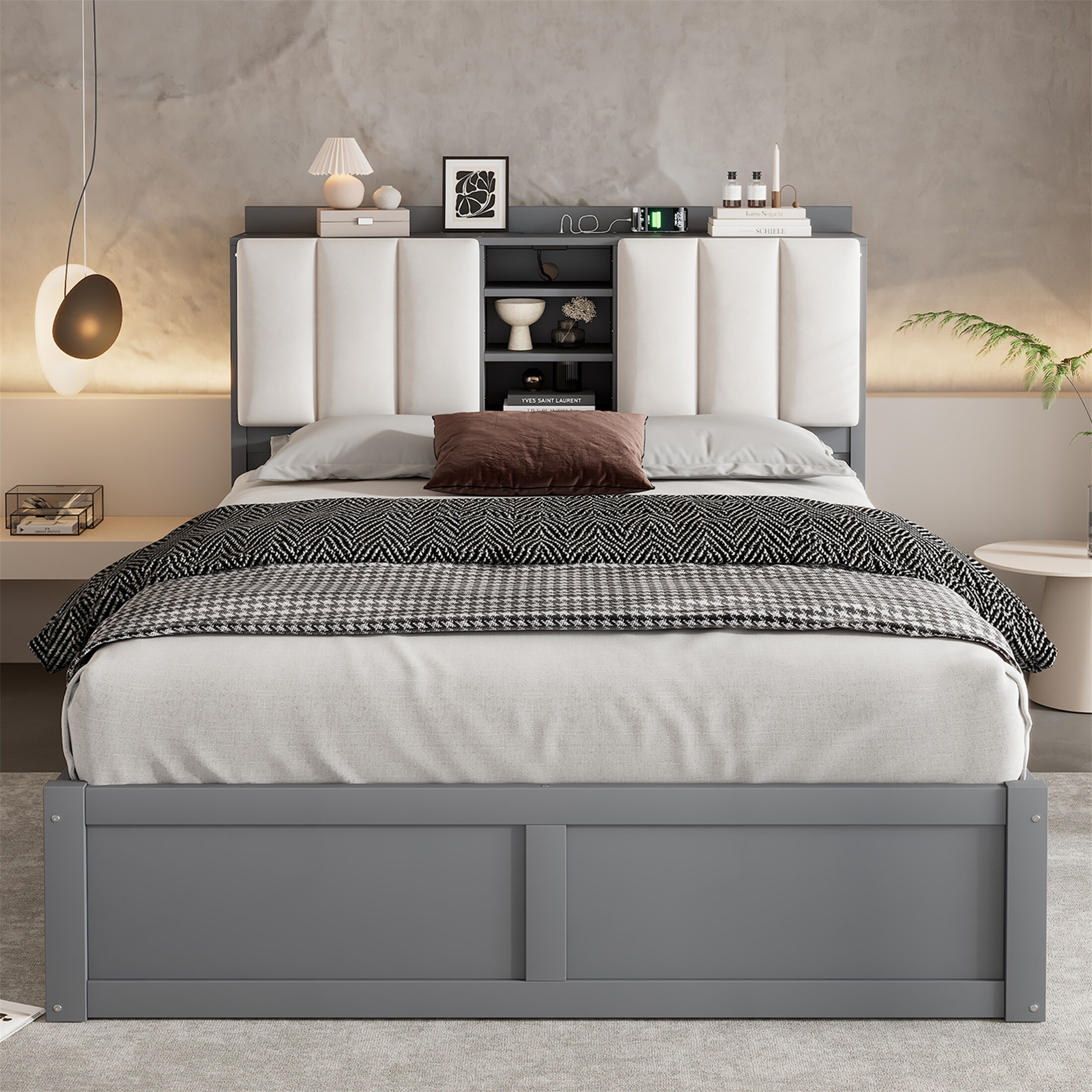 Full Size Platform Bed with Headboard and 4 Drawers - Bed Bath