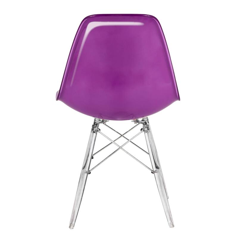 LeisureMod Dover Molded Side Chair with Acrylic Base, Set of 4 - Red - 36 x 32.4 x 16.25
