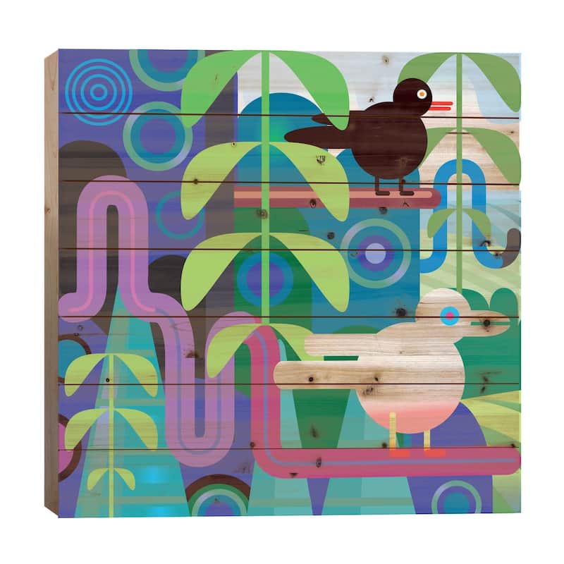 Jungle Print On Wood by Charles Harker - Multi-Color - 26x26x1.5