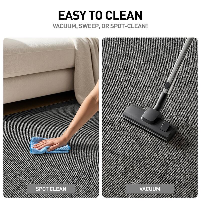 Modern Geometric Stripe Bordered Area Rug for Living Room, Bedroom, or Entryway - Low Pile Indoor Rug