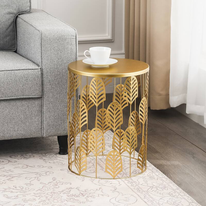 Adeco Set of 2 Round Metal Nesting Side End Tables Set - set of 2