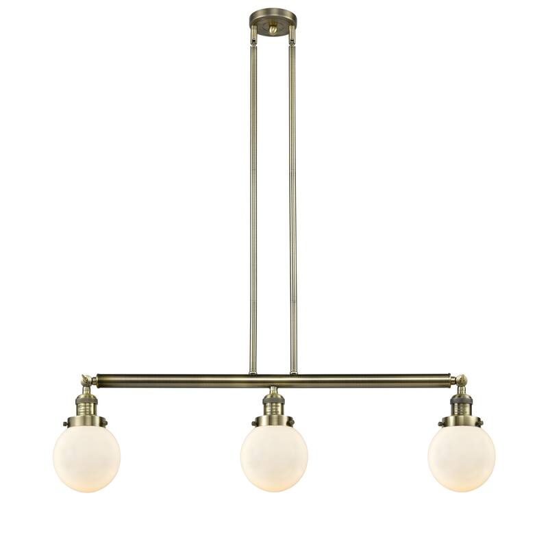 Innovations Lighting Beacon 3 Light 39" Wide Linear Chandelier - Antique Brass / Matte White Cased
