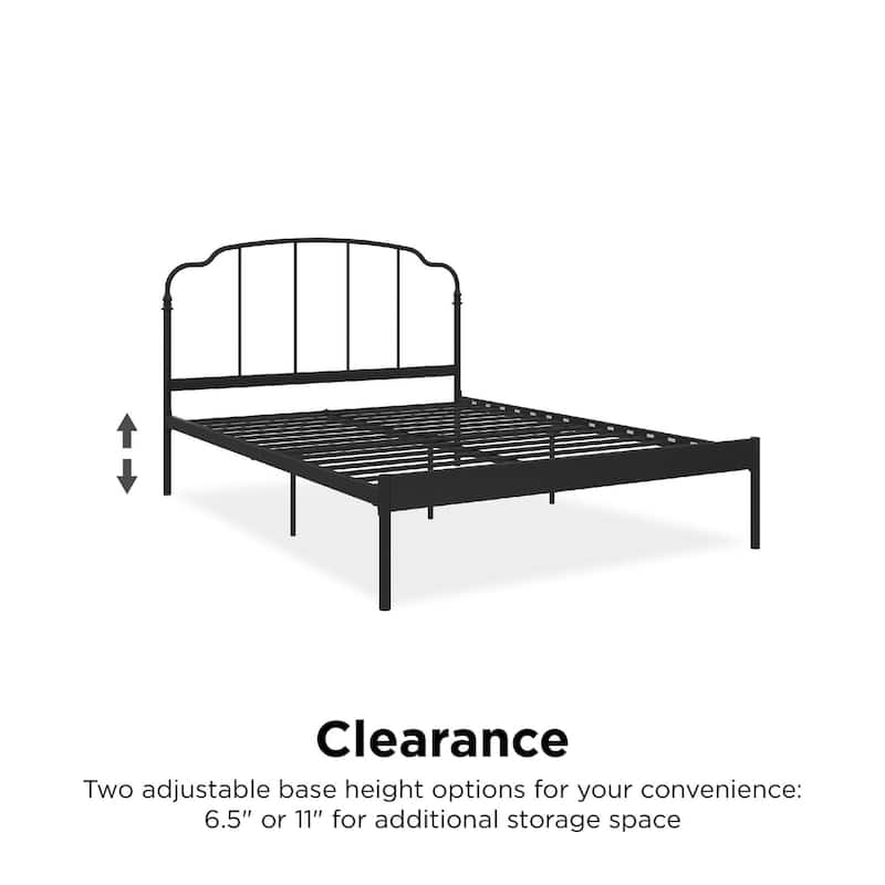 RealRooms Camie Adjustable Height Metal Bed Frame