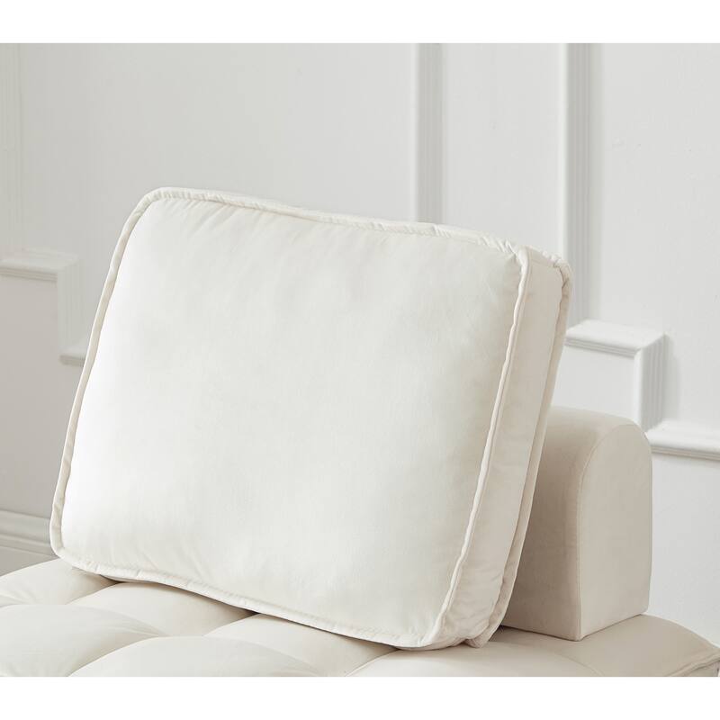 Velvet Convertible Chair Bed with Removable Back and Recliner Function