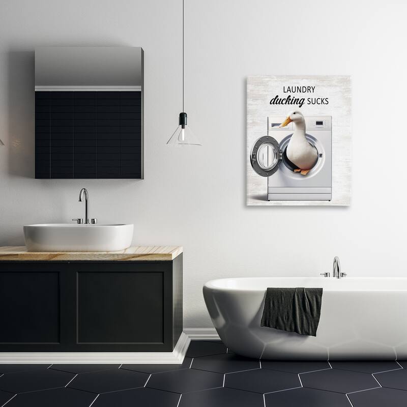 Stupell Funny Laundry & Duck Canvas Wall Art Design By Lettered and Lined