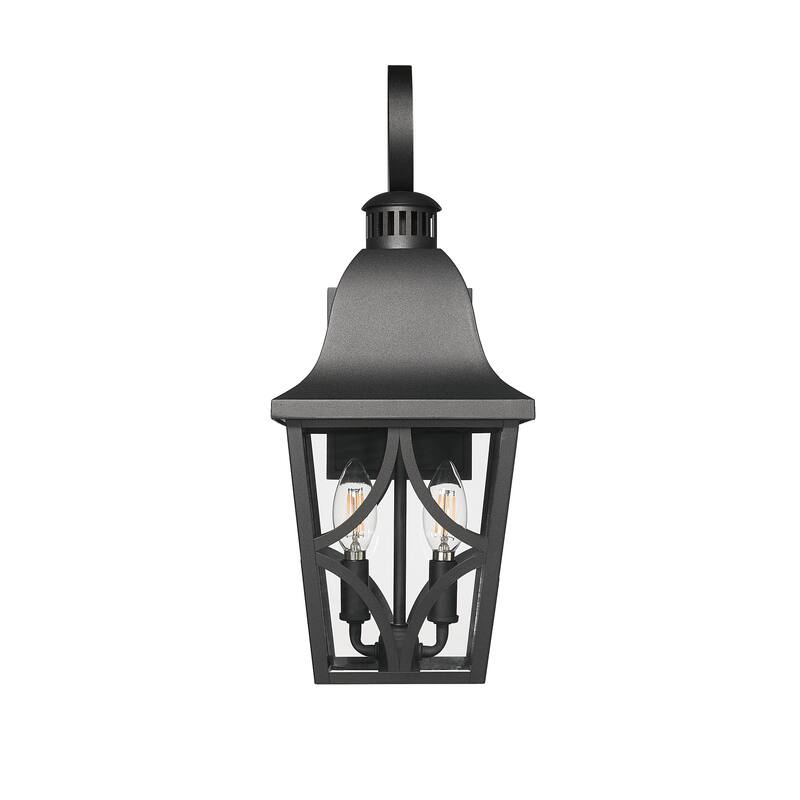 Anmytek Black Outdoor Wall Lantern Weatherproof Coastal Farmhouse Porch Light Clear Glass Exterior Lighting