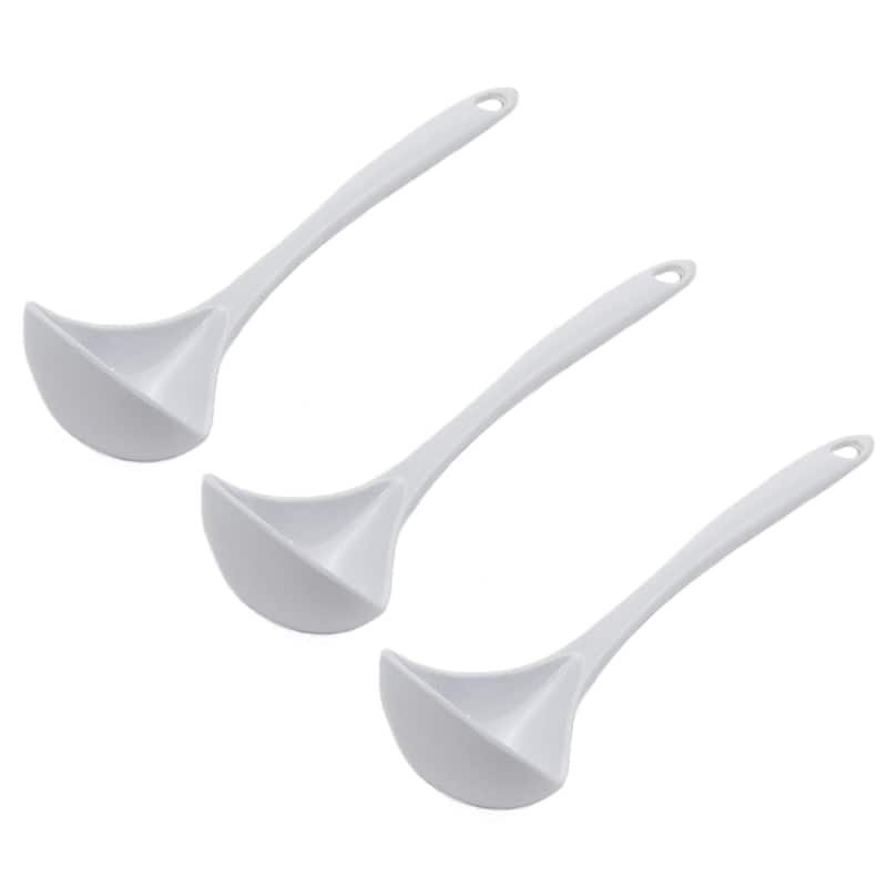 Chef Craft 10.5" Long Melamine Serving & Cooking Ladle - Dishwasher Safe Soup Spoon - 3 Pack - White