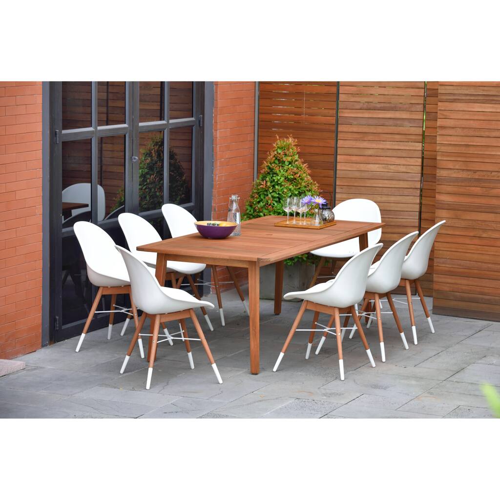 Amazonia Yard 9pc Outdoor Patio Wood Dining Set