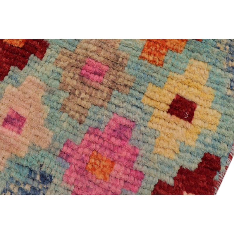 Modern Balochi Costa Blue/Red Hand Knotted Wool Rug - 3'2'' x 4'10''
