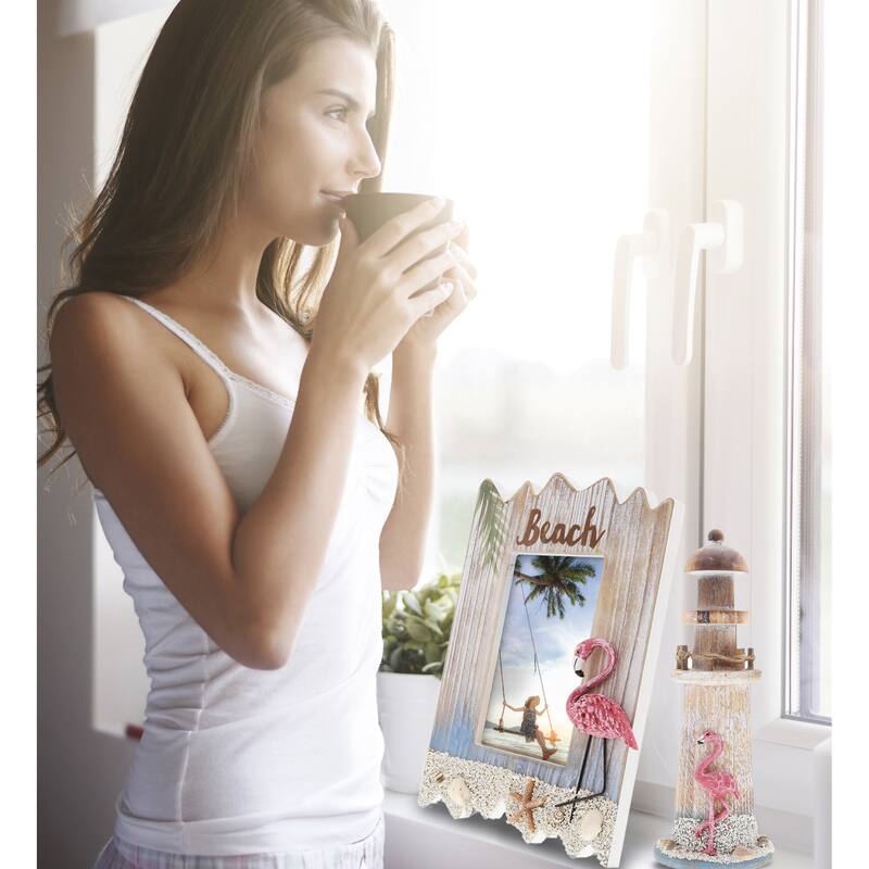 CoTa Global Flamingo Beach Nautical Decorations Set of 2 - 10.5 x 8.25 x 1.5 inches