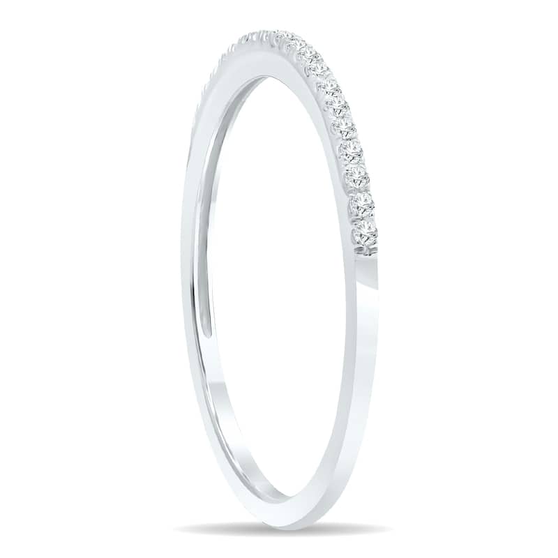 Women's 1/10 Carat TW 1MM Thin Diamond Wedding Band in 10K White Gold
