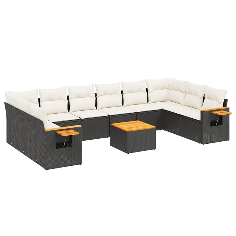 vidaXL Patio Sofa Set with Cushions Outdoor Conversation Furniture Poly Rattan